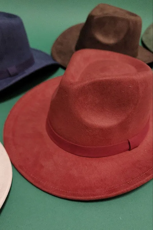 VELVET SUEDE PANAMA COWBOY HAT WITH BELT DETAIL