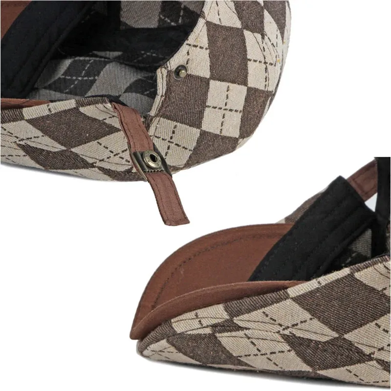 Vintage Ribbed Plaid Flat Cap