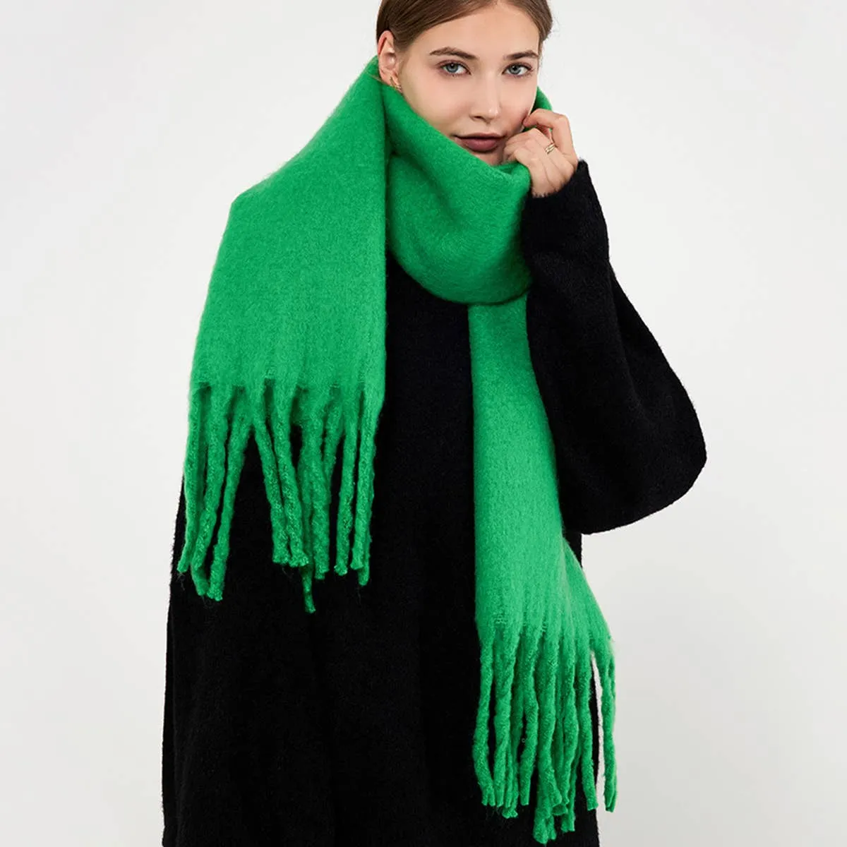 Warm Mohair Winter Scarf - Green