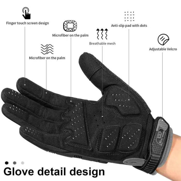 WEST BIKING YP0211208 Riding Gloves Motorcycle Bike Long Finger Non-Slip Touch Screen Gloves, Size: XL(Black Orange)