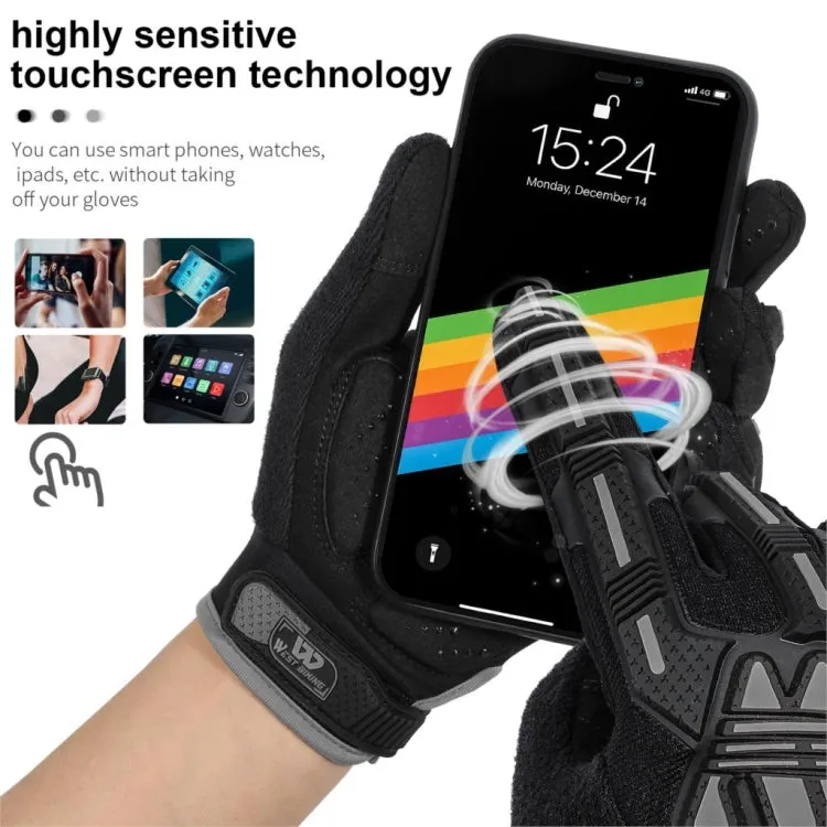 WEST BIKING YP0211208 Riding Gloves Motorcycle Bike Long Finger Non-Slip Touch Screen Gloves, Size: XL(Black)