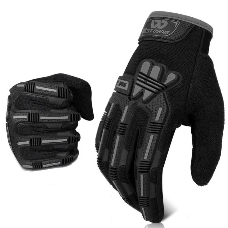 WEST BIKING YP0211208 Riding Gloves Motorcycle Bike Long Finger Non-Slip Touch Screen Gloves, Size: XL(Black)