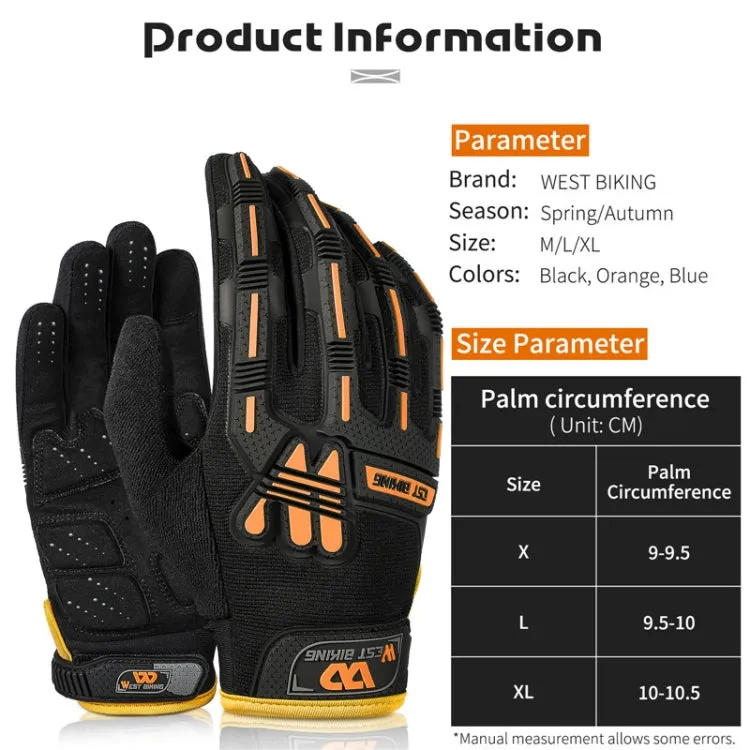 WEST BIKING YP0211208 Riding Gloves Motorcycle Bike Long Finger Non-Slip Touch Screen Gloves, Size: XL(Black)