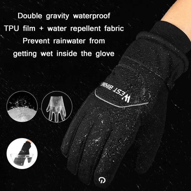 WEST BIKING YP0211221 Winter Warm Fleece Riding Gloves Non-Slip Waterproof Touch Screen Gloves, Size: XL(Black)