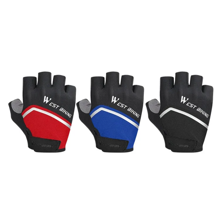 WEST BIKING YP0211222 Bicycle Riding Shock-Absorbing Half-Finger Gloves, Size: M(Black Blue)