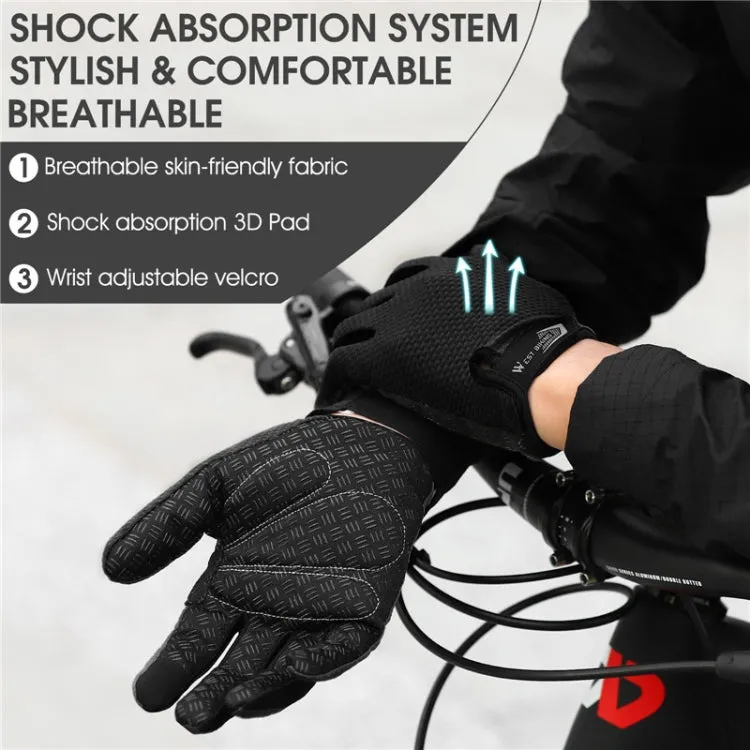 WEST BIKING YP0211223 Full-Finger Gloves For Cycling Shock Absorption Non-Slip Touch Screen Gloves, Size: L(Blue)