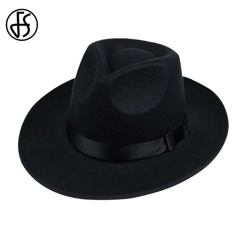 Wide Brim Fedora Hat For Men In Black / Gray / Brown