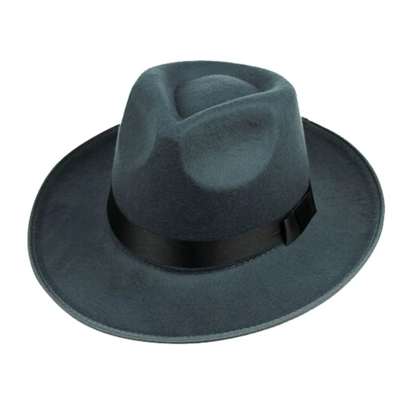 Wide Brim Fedora Hat For Men In Black / Gray / Brown