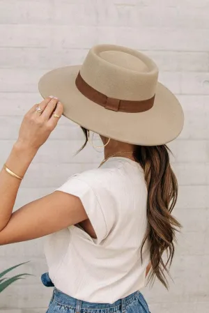 Wool Boater Hat in Khaki