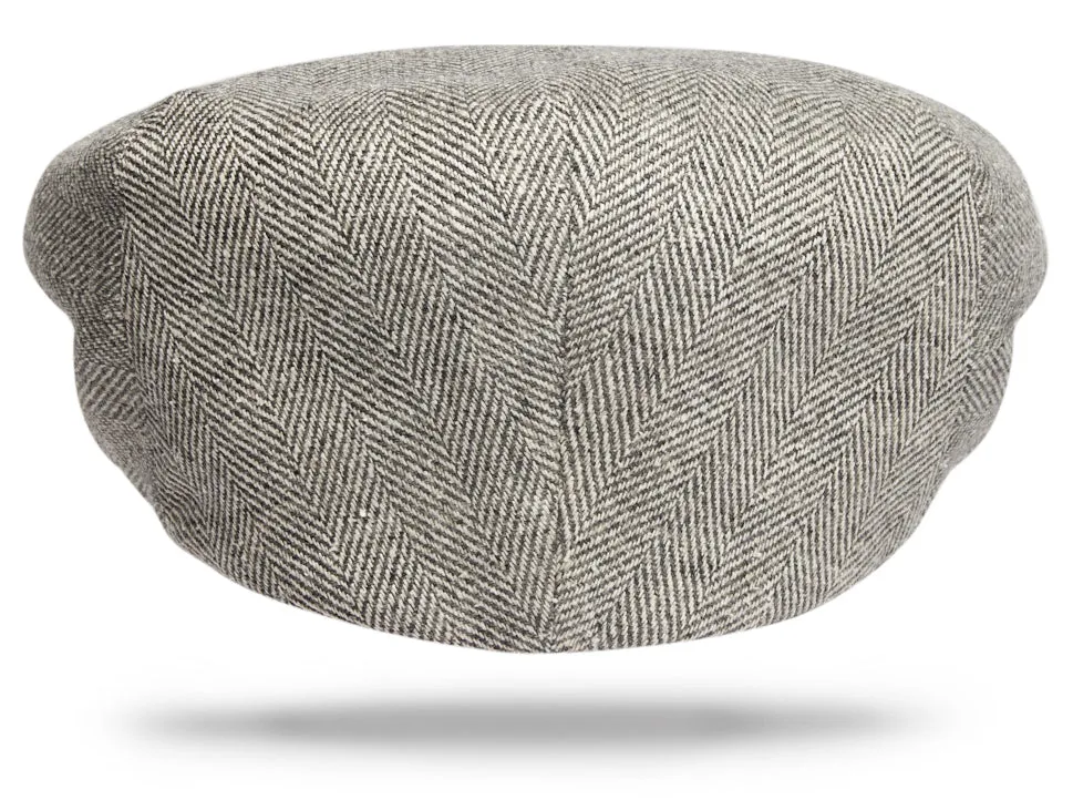 Wool|Silk|Linen Ivy Cap grey Herringbone