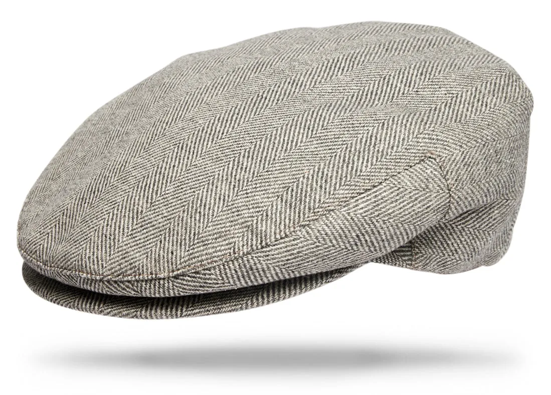 Wool|Silk|Linen Ivy Cap grey Herringbone