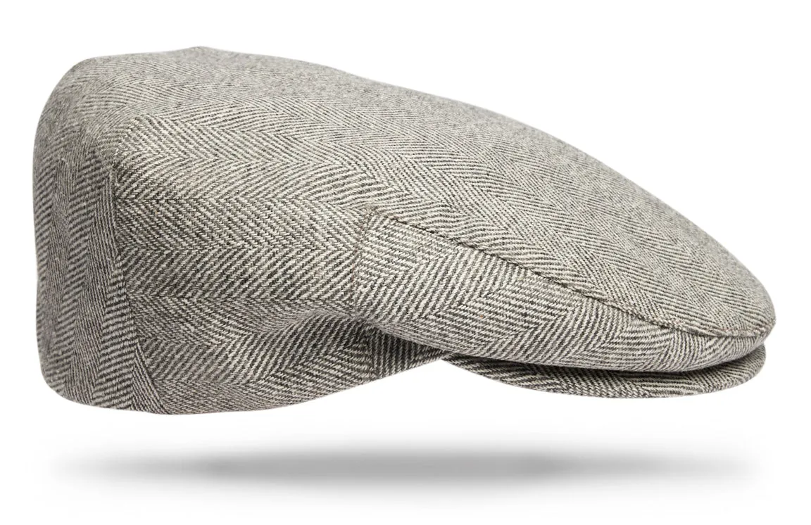 Wool|Silk|Linen Ivy Cap grey Herringbone